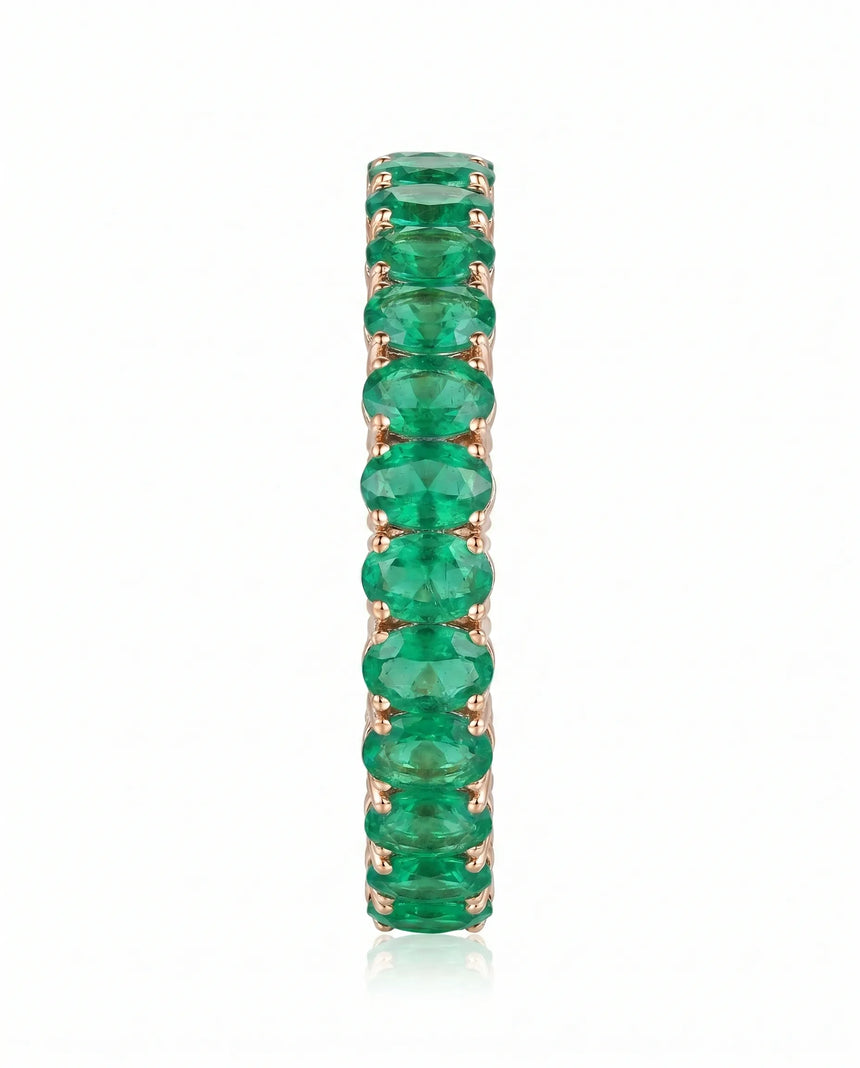 Natural emerald full band ring in 18K rose gold | SARATTI