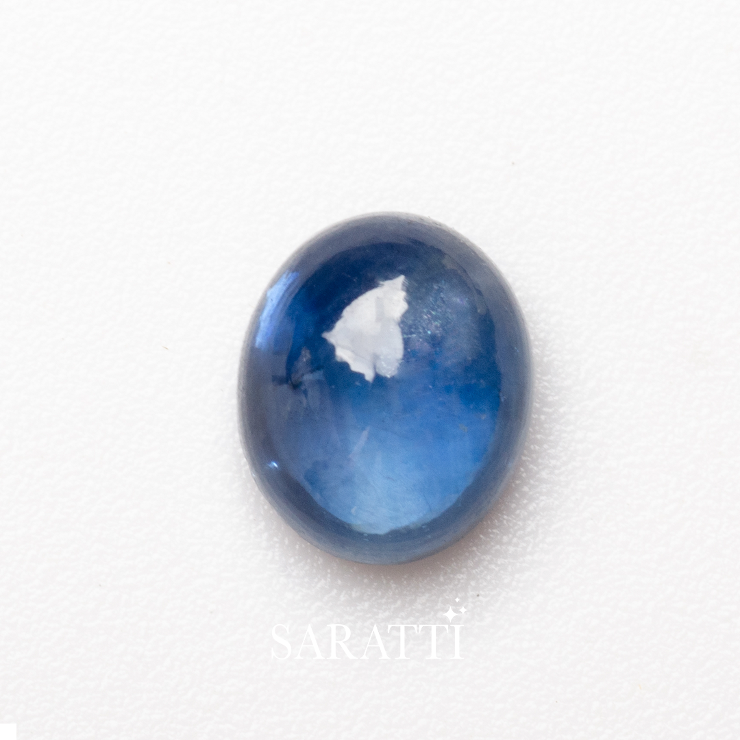 Natural oval cabochon sapphire with polished dome finish | SARATTI