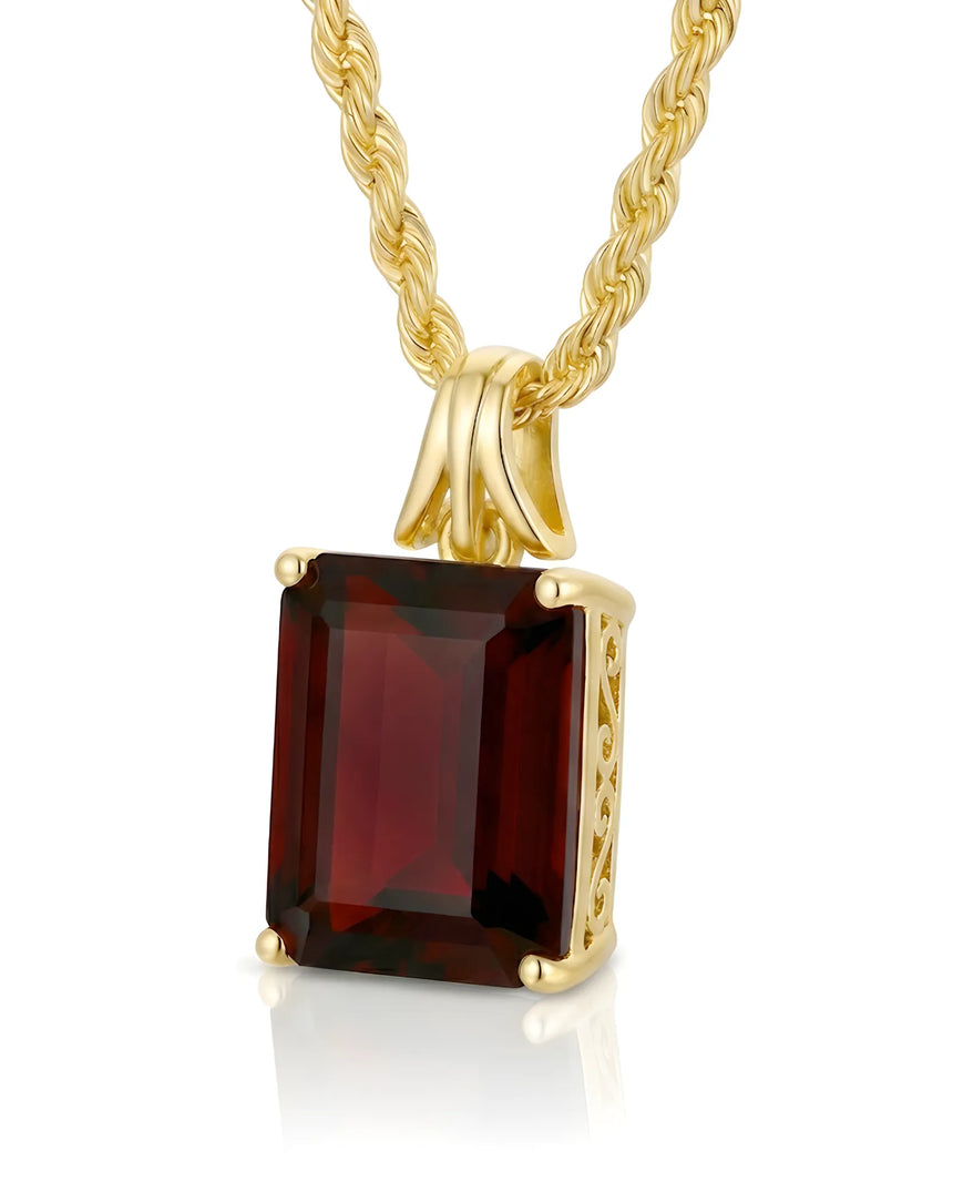 Natural red garnet pendant necklace in 18K Yellow Gold for him or her | SARATTI
