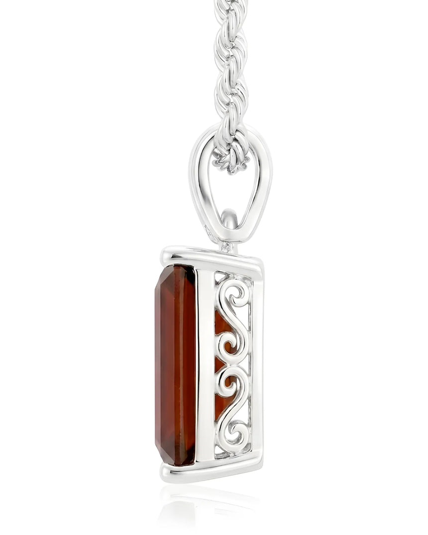 Natural red garnet pendant necklace in Platinum PT-950 for him or her | SARATTI