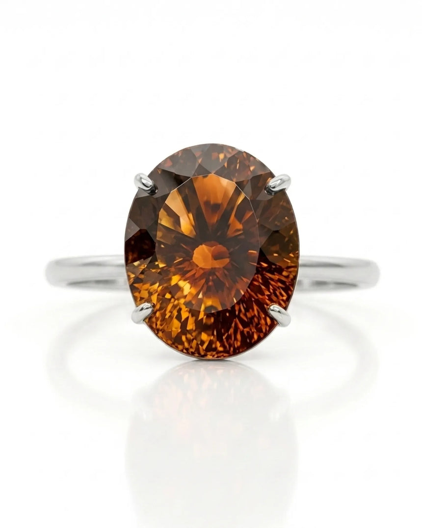 Nature-inspired Imperial Topaz gift ring with bold oval gemstone in an elegant platinum setting | SARATTI