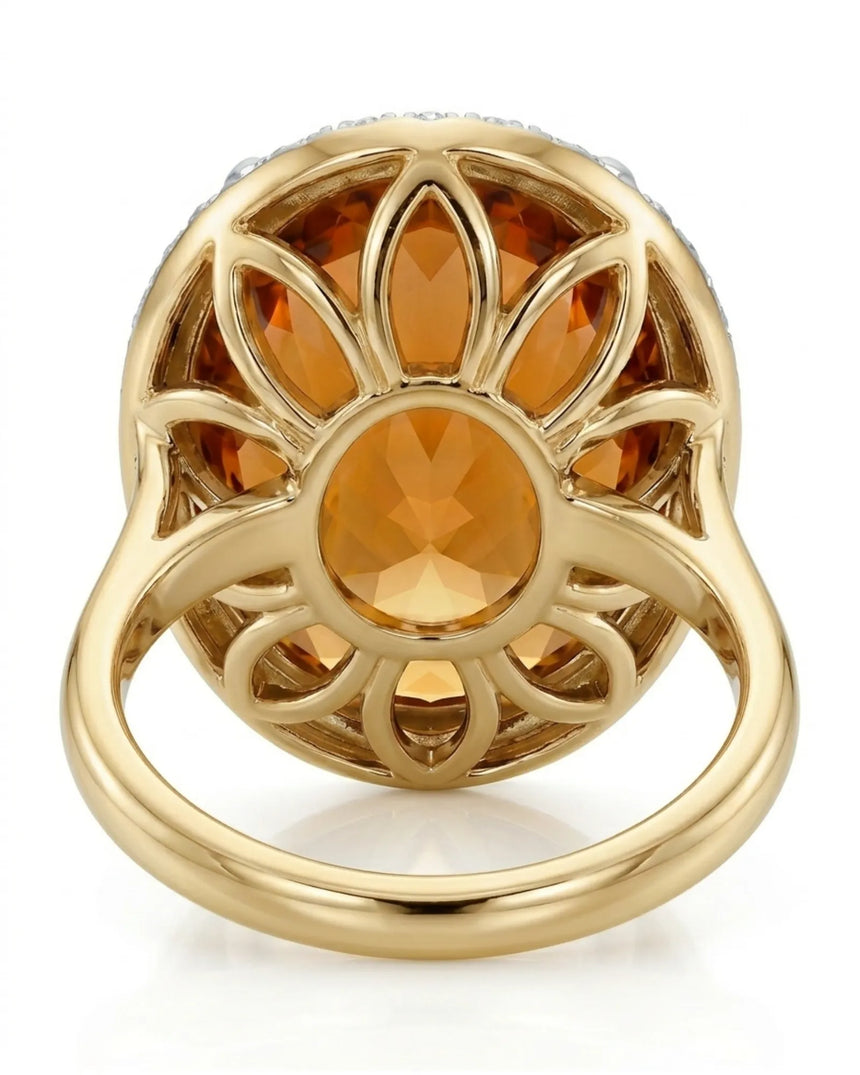 Open gallery Imperial Topaz setting with diamond shoulders yellow gold | SARATTI