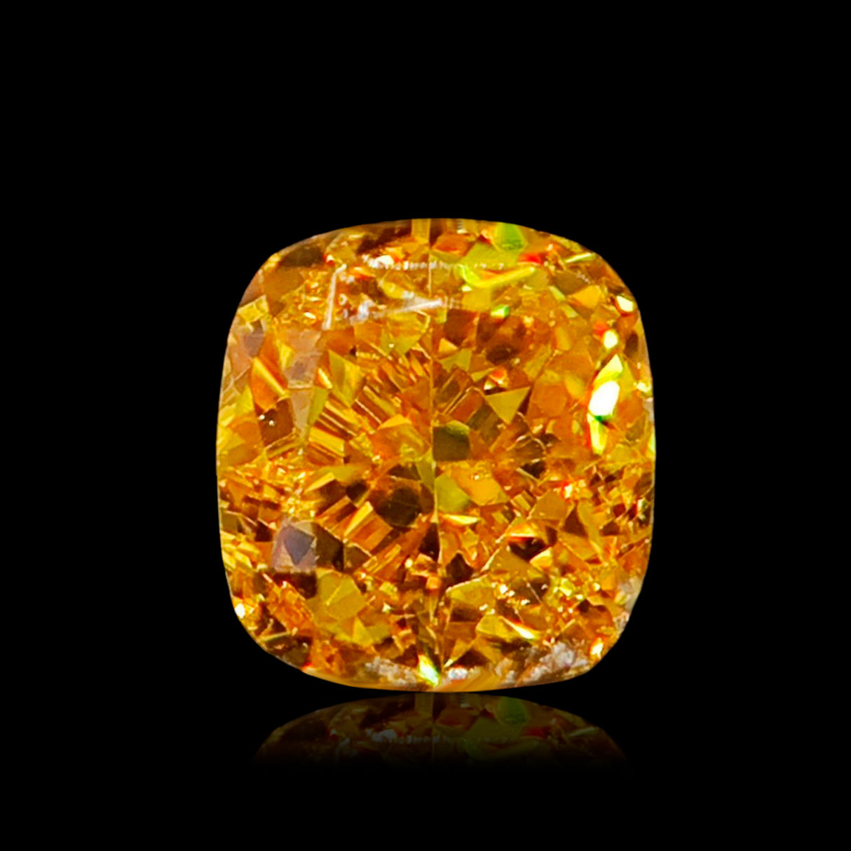 Orange-Yellow Cushion Cut Natural Diamond Gem | Saratti