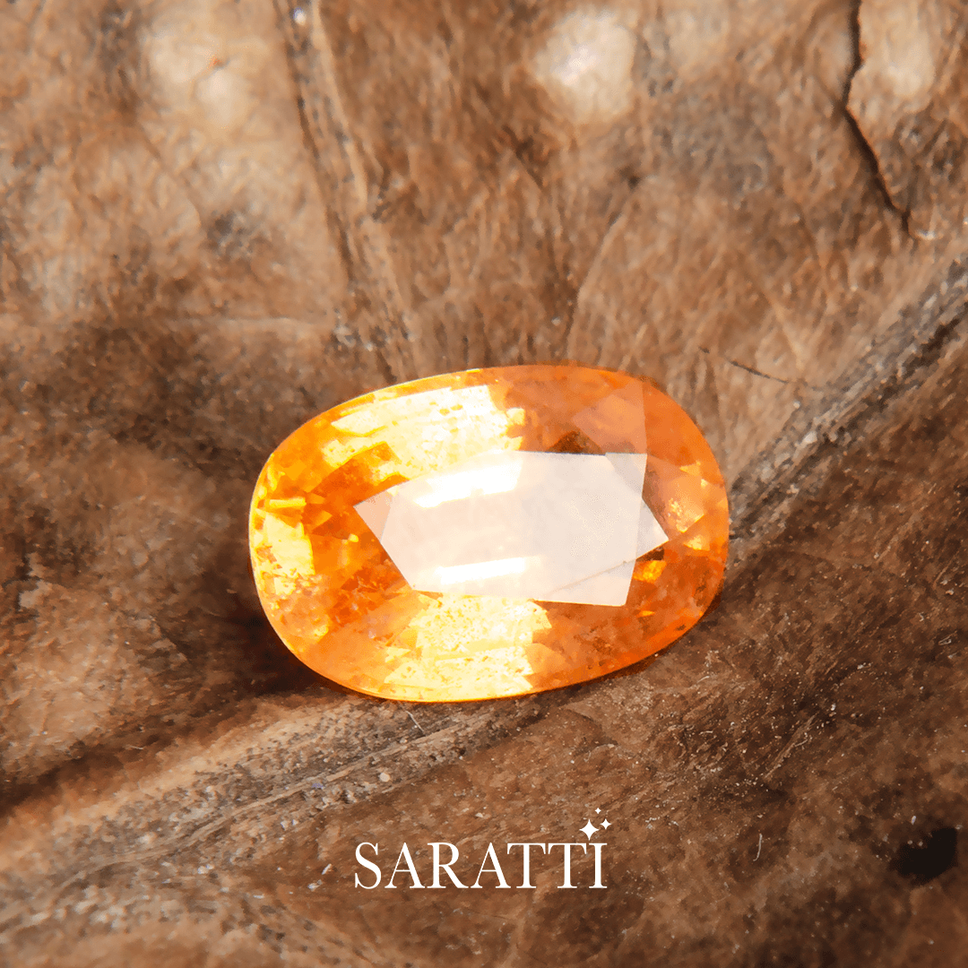 1.23 carats Oval Orange Vivid Natural Sapphire Gemstone - Saratti Jewelry