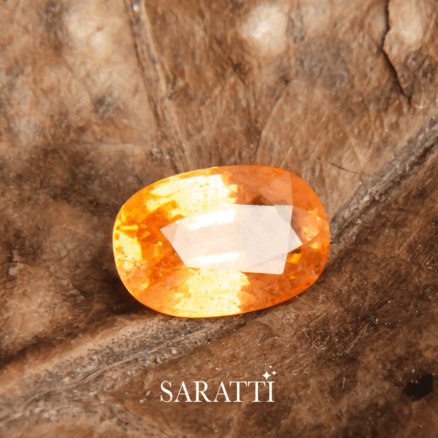 1.23 carats Oval Orange Vivid Natural Sapphire Gemstone - Saratti Jewelry
