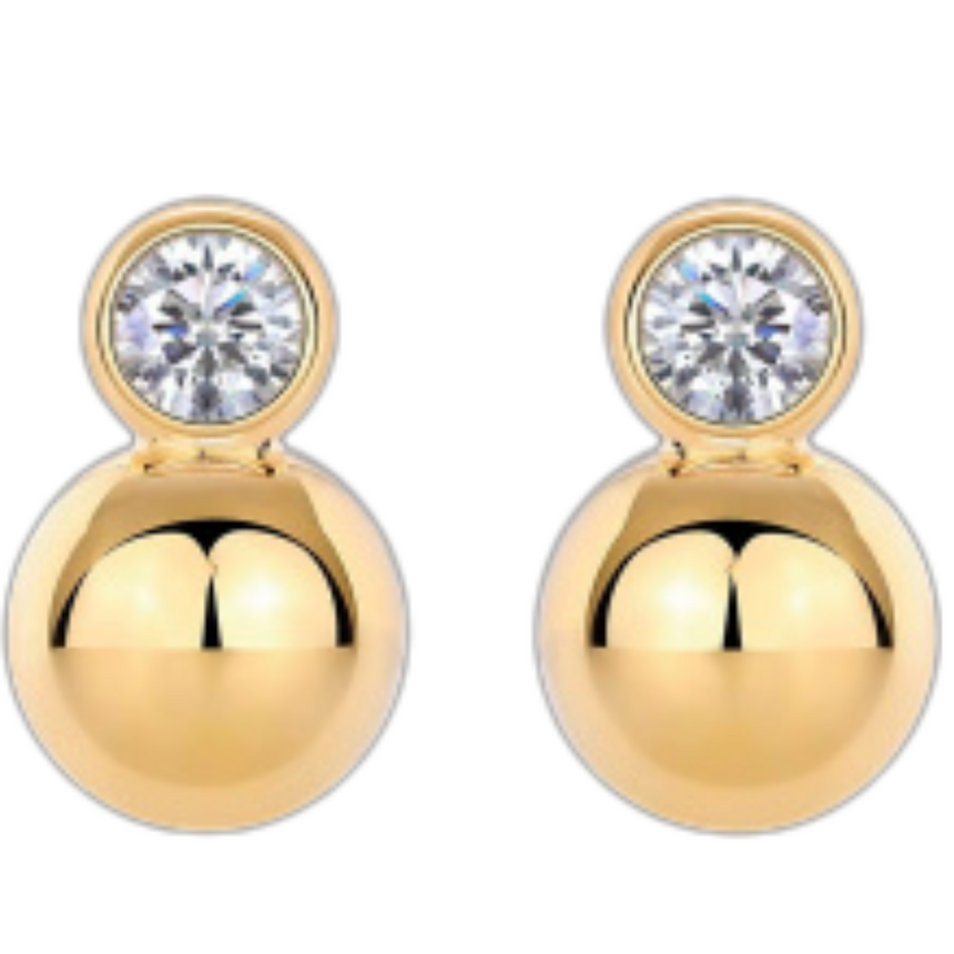 Orbit Gleam: Moissanite Gold Vermeil Sphere Studs