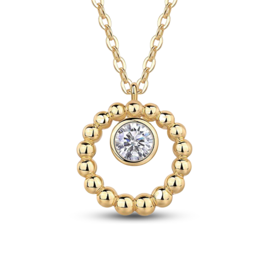 Orbital Halo: Gold Vermeil Beaded Circle Diamond Pendant