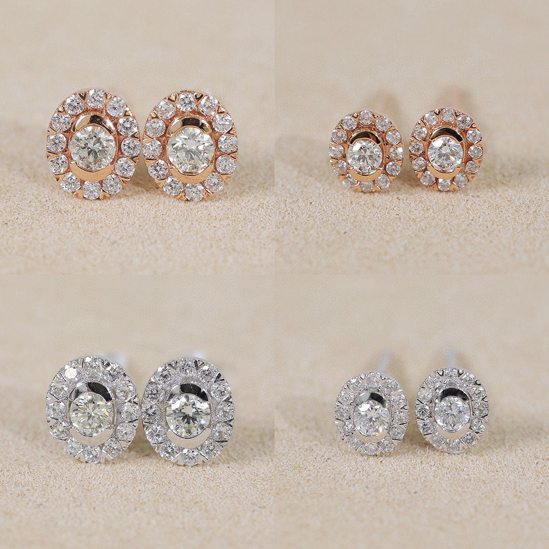 Petite Prong Set Oval Diamond Earrings in 18K Rose Gold | Saratti | Custom High and Fine Jewelry 