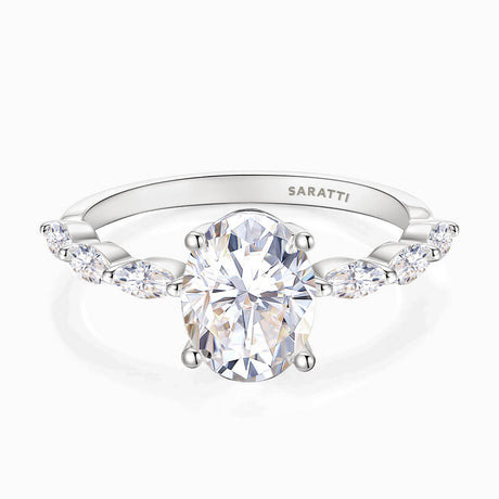 White Gold  Royal Procession Dainty Diamond Ring | Saratti