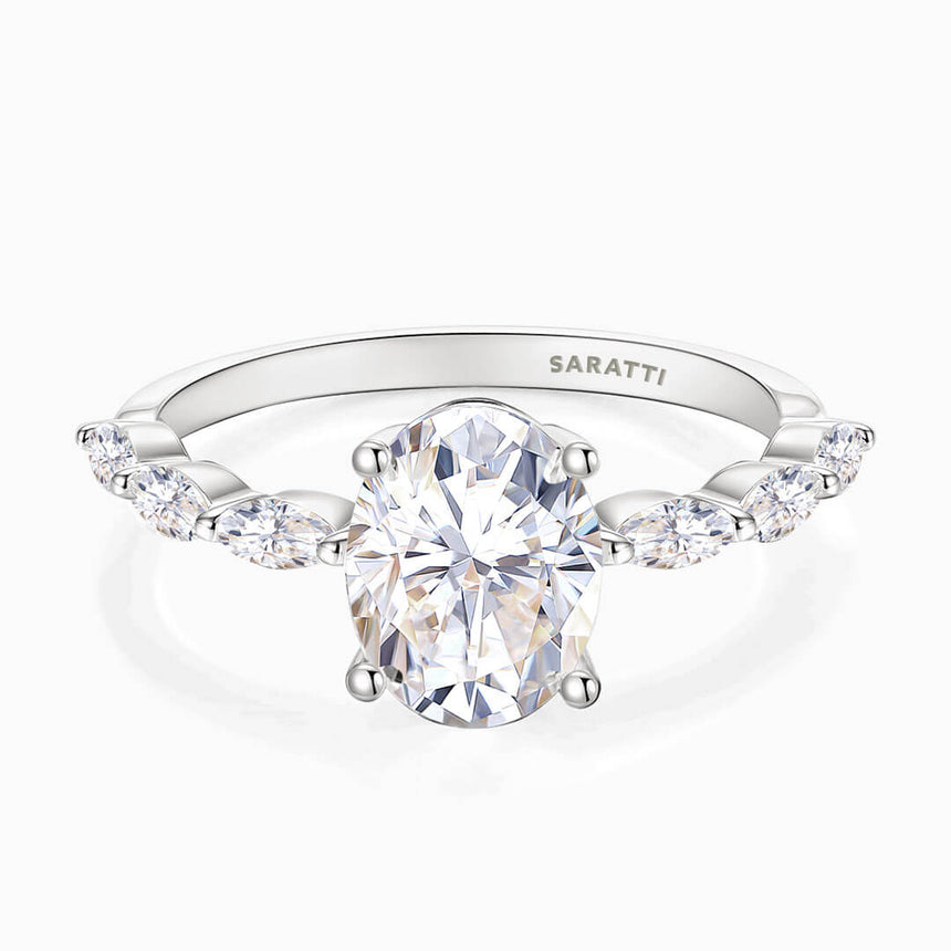 White Gold Royal Procession Dainty Diamond Ring | Saratti