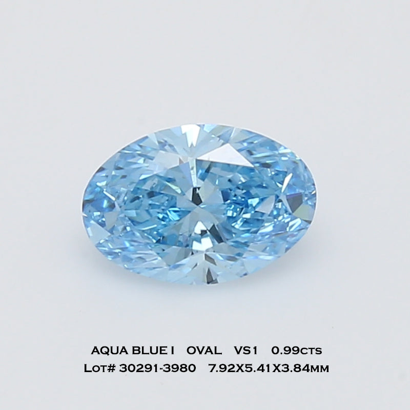 0.99 cts Oval Aqua Blue Natural Diamond | Treated | VS1 Clarity