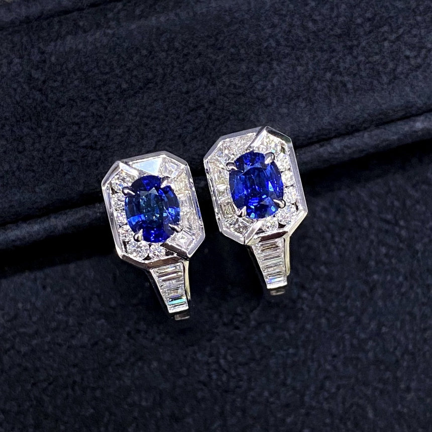 Midnight Meridian: Sapphire and Diamond Earrings