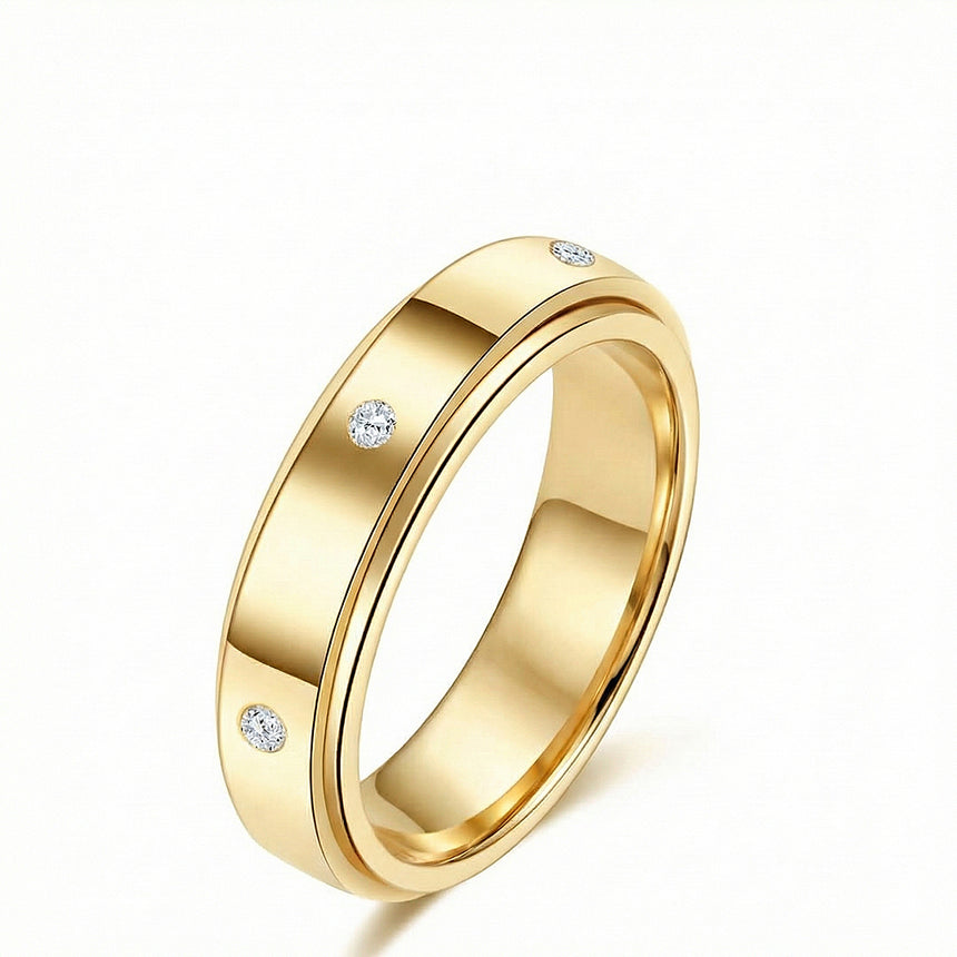 6mm mens wedding band with diamonds luxury ring in 18K yellow gold | SARATTI