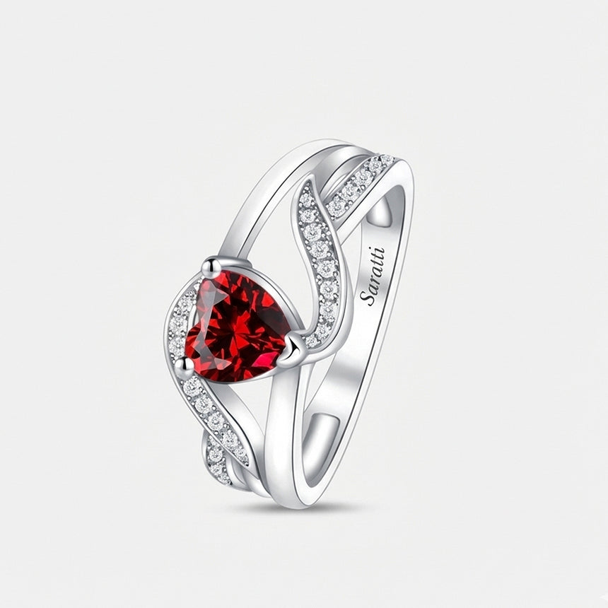 Amore Granato garnet ring luxury handcrafted ring in platinum | SARATTI