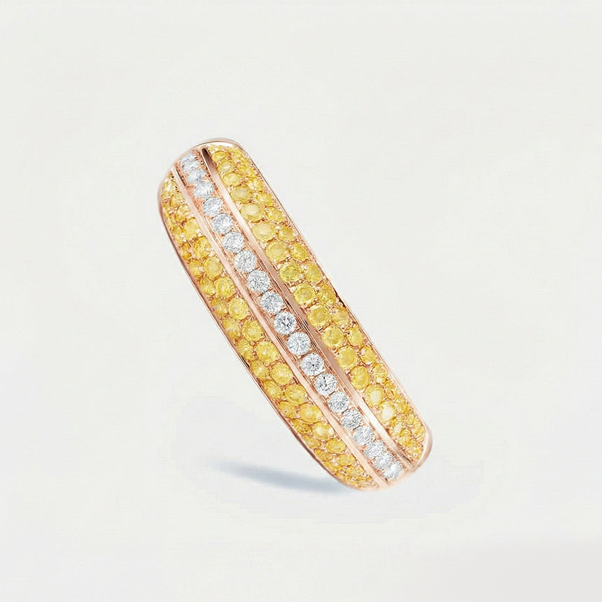 Art Deco Yellow Diamond Yellow Gold Band