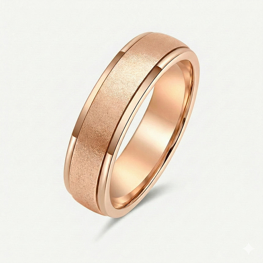 Two tone mens wedding band classic luxury ring in 18K rose gold | SARATTI
