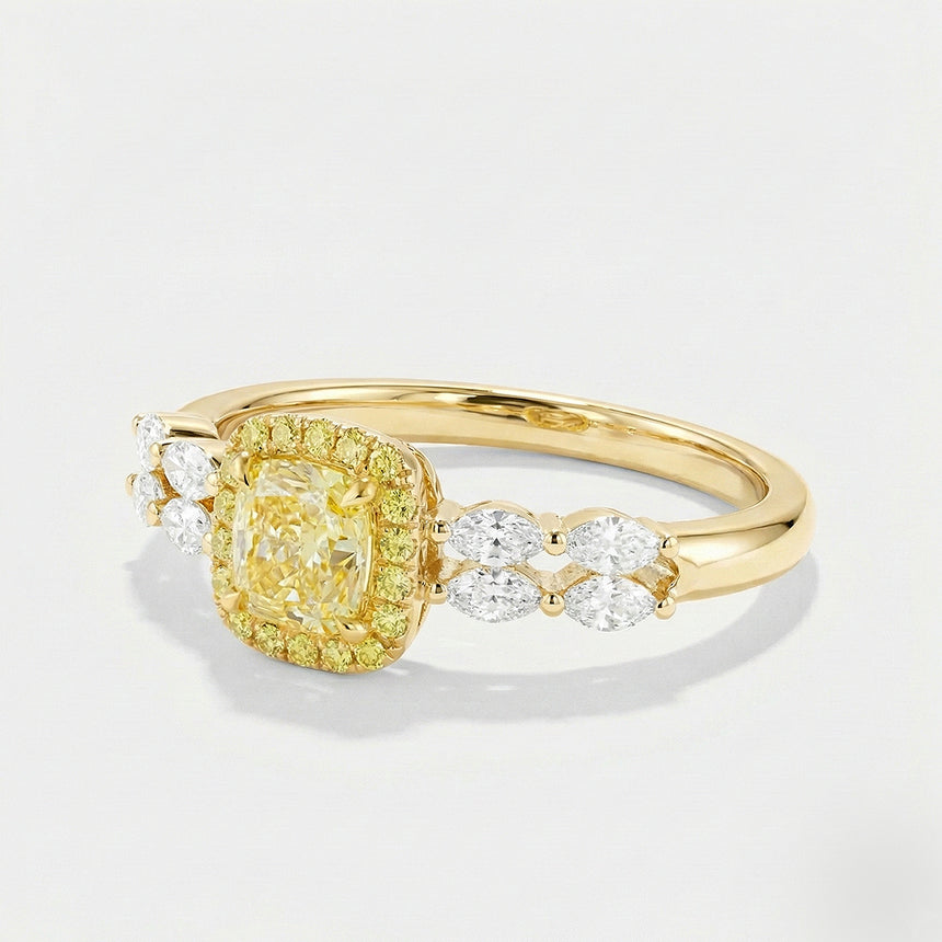 Yellow diamond promise ring handcrafted luxury jewelry in 18K yellow gold | SARATTI