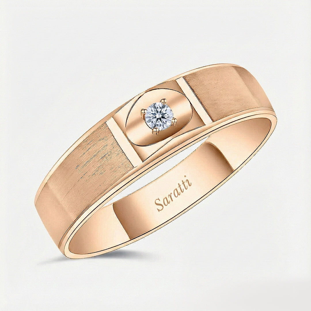 Mandorla diamond solitaire ring luxury jewelry in 18K rose gold | SARATTI