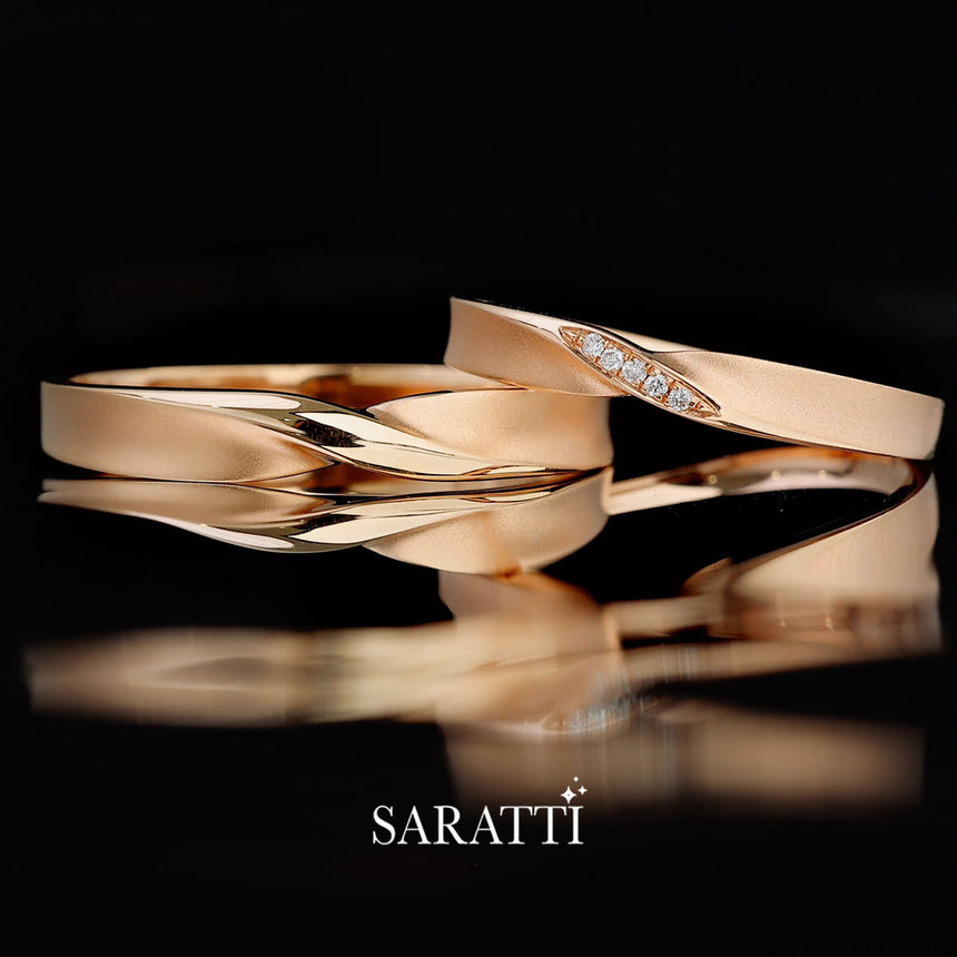 Paired Wedding Bands set in 18K Rose Gold | Saratti