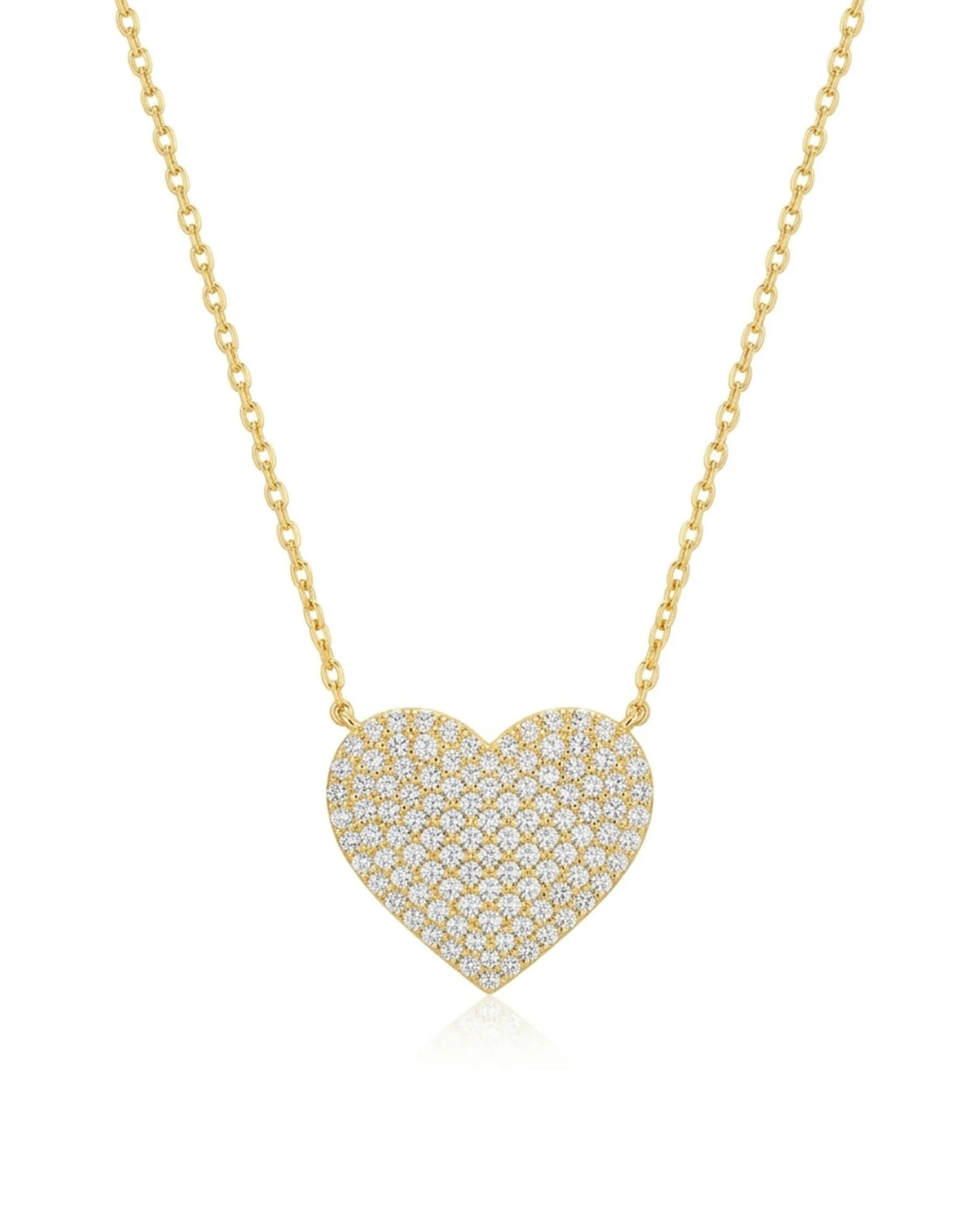 Pavé diamond heart necklace with round diamonds in 18K yellow gold | SARATTI