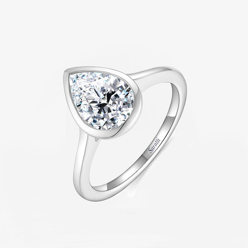 Pear Cut Diamond Bezel Set in Platinum | Saratti