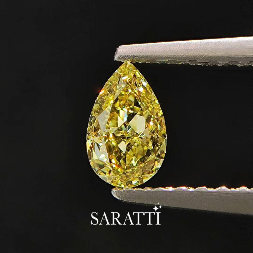 natural pear cut fancy yellow diamond