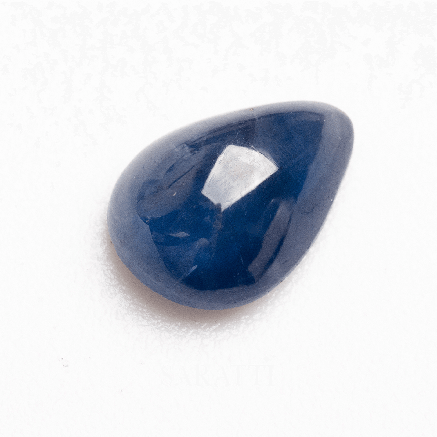 Pear-shaped cabochon sapphire gemstone for custom jewelry designs