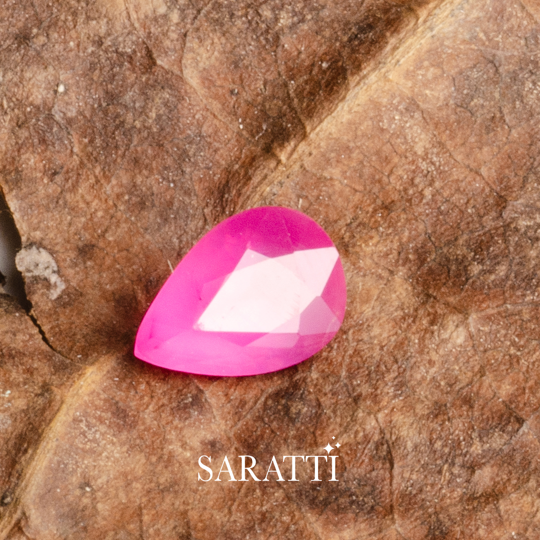 Pinkish Red Natural Ruby Gemstone Pear Shape - SARATTI