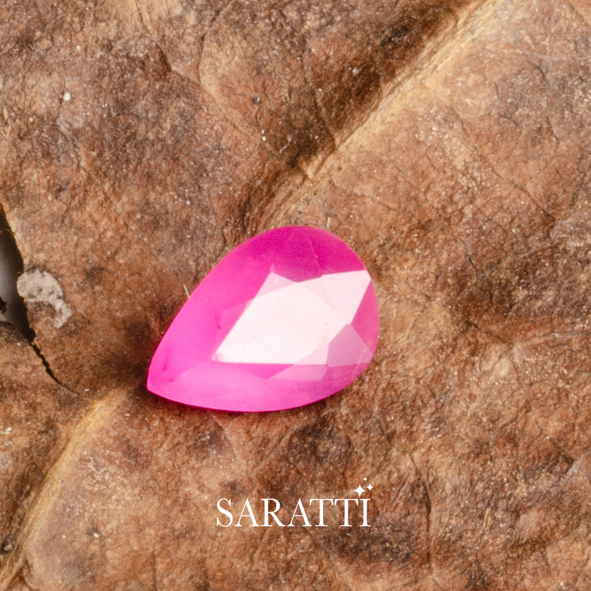 Pinkish Red Natural Ruby Gemstone Pear Shape - SARATTI