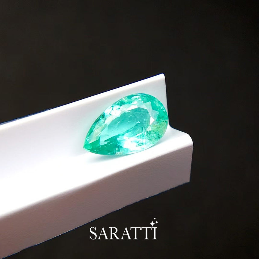 Pear Cut Neon Greenish Blue Tourmaline 1.25 Carat | SARATTI