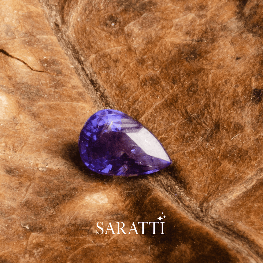 Purple Stone in Pear Shape - Unheated Sapphire Gemstone - SARATTI