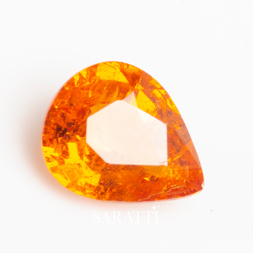 Pear Cut Sperssatite Garnet Gemstone - 0.9 carats - SARATTI