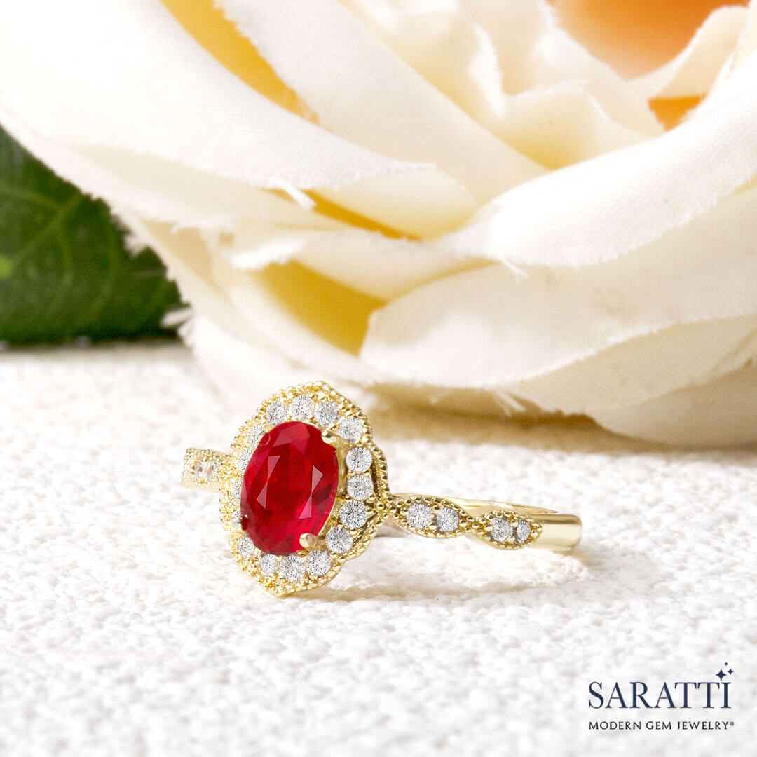 Natural Ruby and Diamond Gold Ring | Saratti