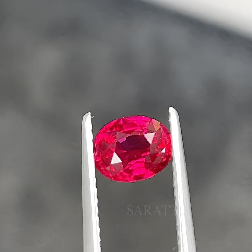 Genuine Ruby Gemstone in Oval Shape | AIGS Certified | Saratti