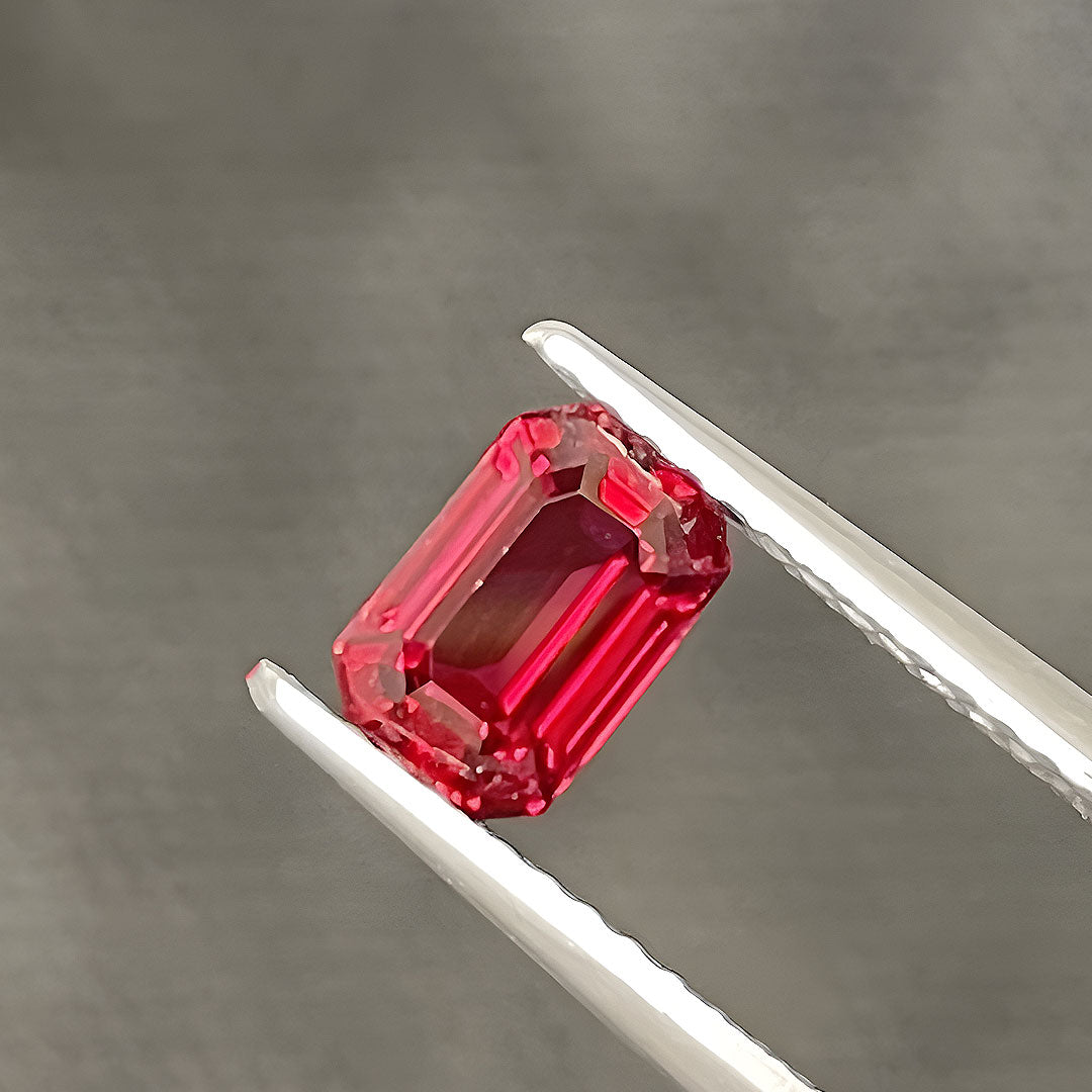 Emerald Cut Natural Ruby Gemstone | 1.04 carats | Pigeon Blood Red | Vivid Red Ruby Gemstone | Saratti
