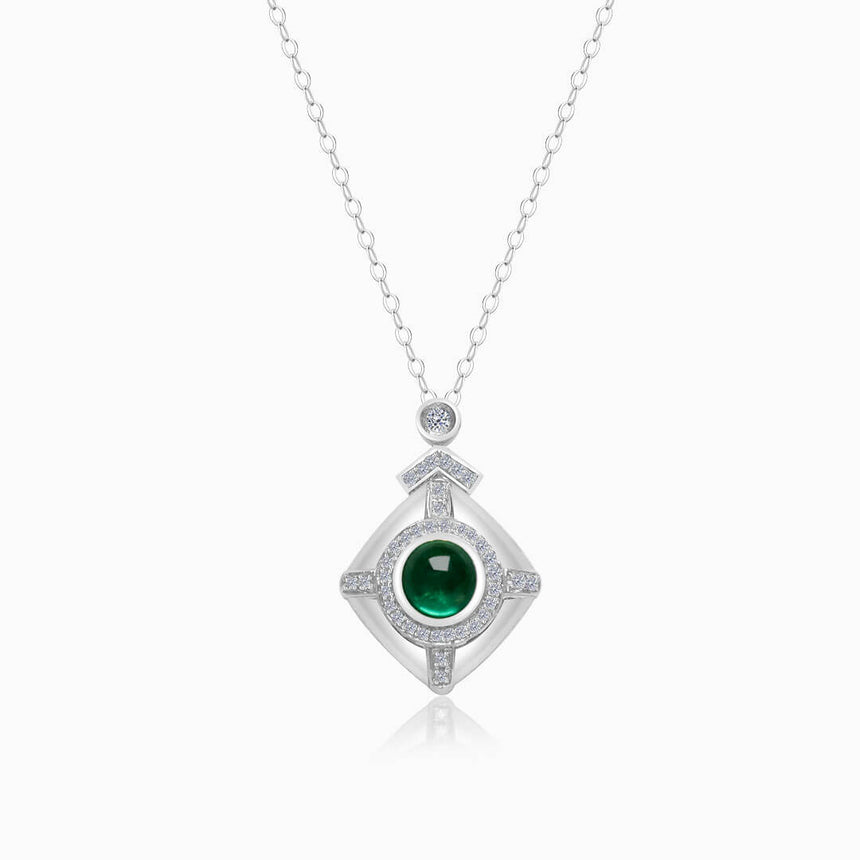 18K Gold Emerald Zodiac Necklace in White Gold | Saratti Jewelry