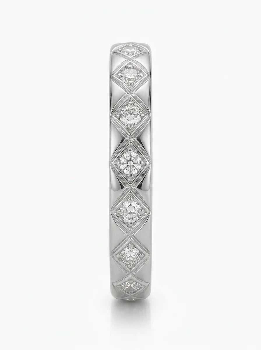 Hot Cross diamond-encrusted wedding band in platinum | SARATTI