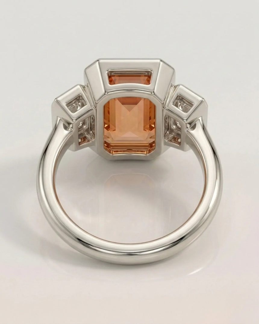 Platinum Build My Ring Imperial Topaz setting with diamond sides - SARATTI