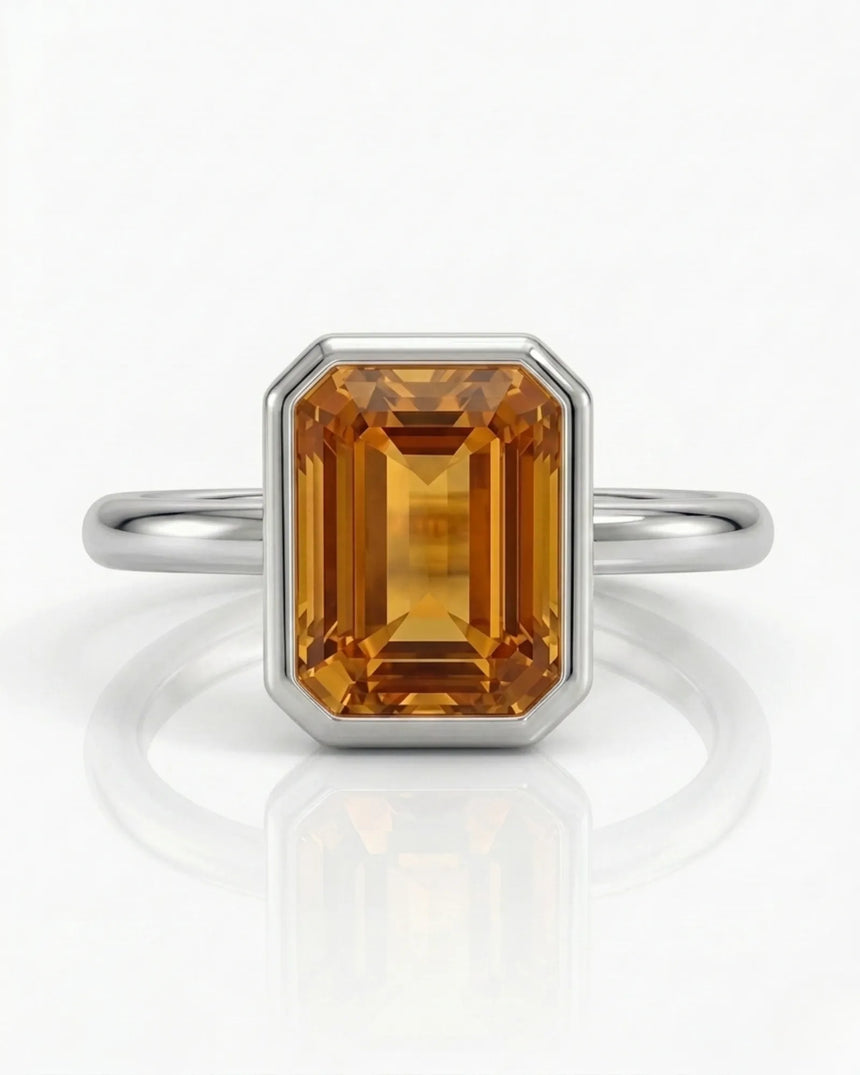 Platinum Imperial Topaz halo setting with orange sapphire accents - SARATTI