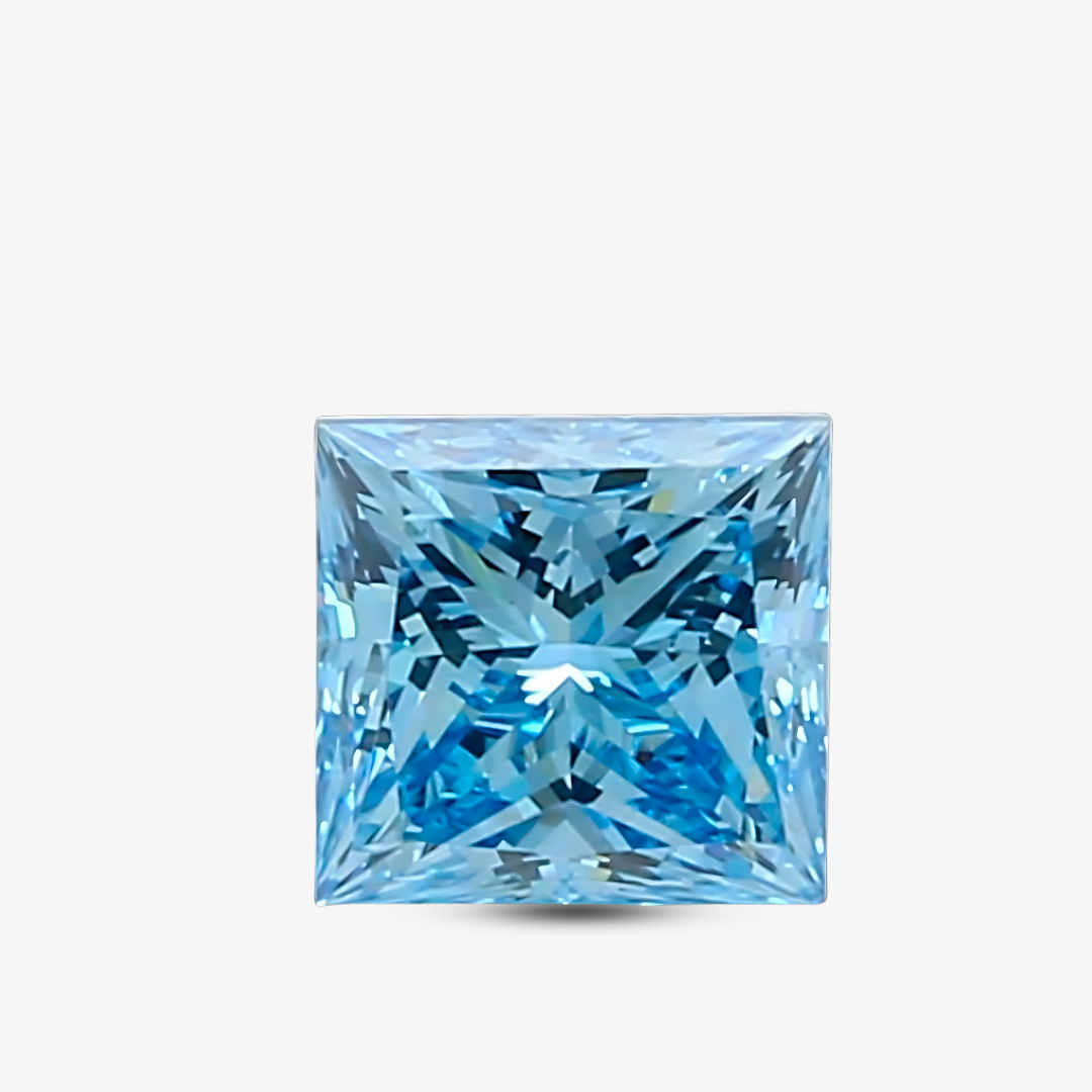 1.00cts Aqua Blue Square Cut VS1 Clarity Natural Treated Diamond | GIA Certified