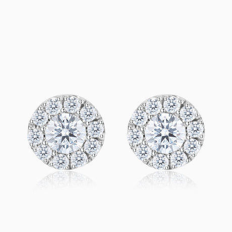 Prong Set Halo Diamond Earrings | Saratti | Custom High and Fine Jewelry