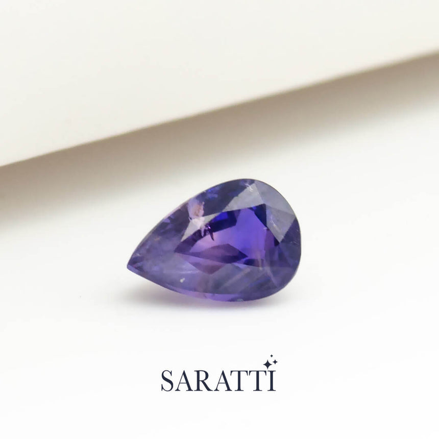 Real Purple Sapphire Gemstone in Pear Shape SARATTI Jewelry