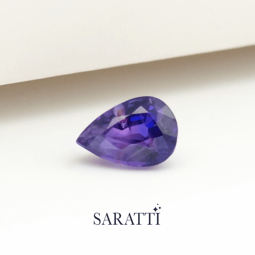 Pear Cut Natural Sapphire Stone in Purple Shape For Custom Jewelry - SARATTI JEWELRY