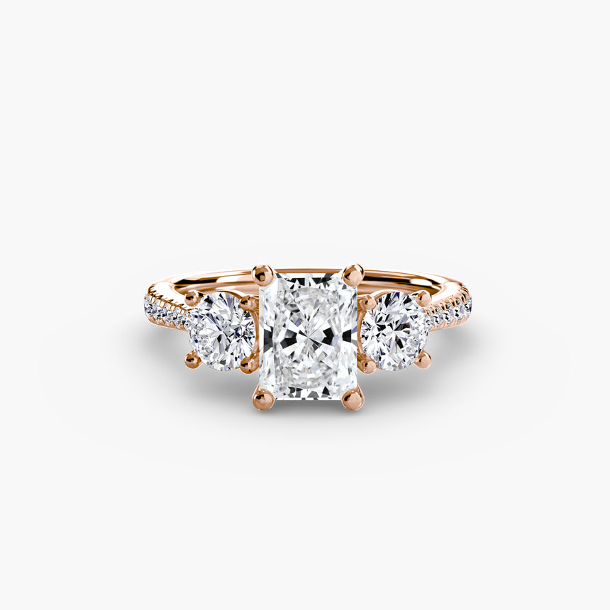 ÉTERNITÉ Three Stone Setting with Pave´ Band