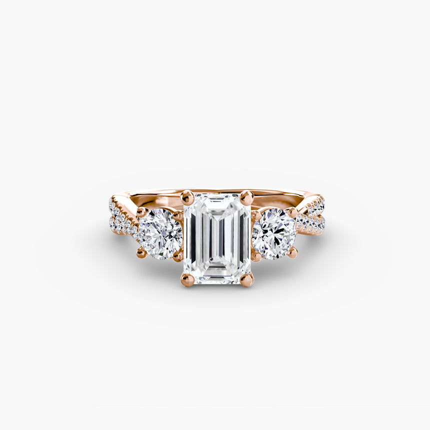 The Trilogia Pavé Three-Stone Ring Setting