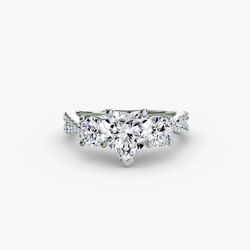 The Trilogia Pavé Three-Stone Ring Setting