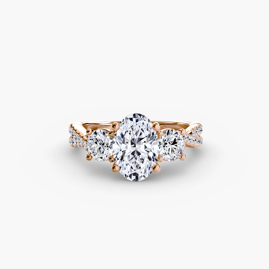 The Trilogia Pavé Three-Stone Ring Setting