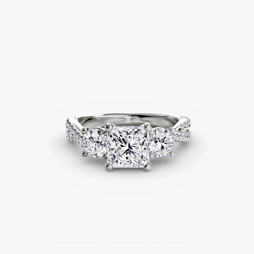 The Trilogia Pavé Three-Stone Ring Setting