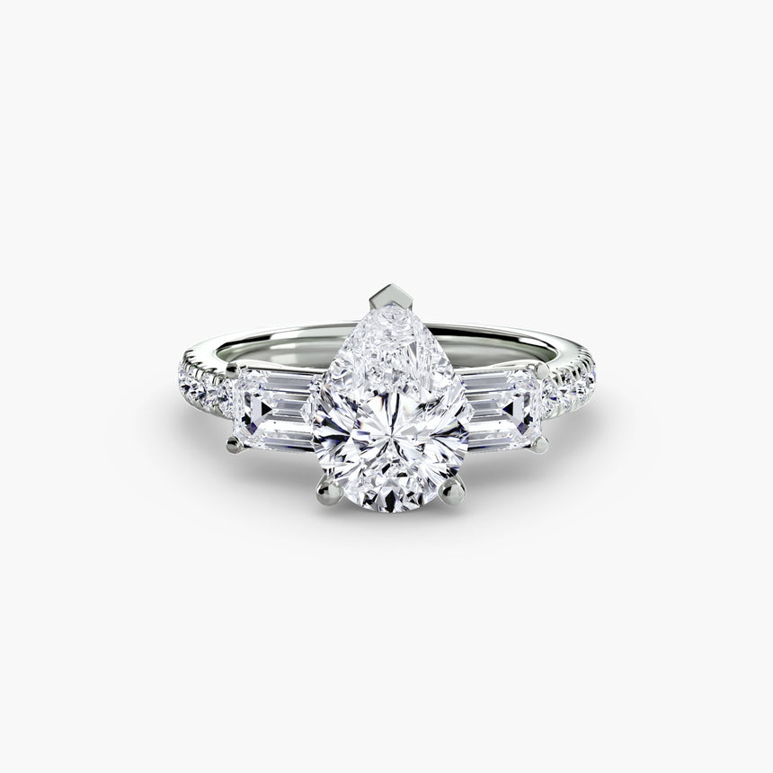 Imperial II Setting Three-Stone Ring with Pavé Band