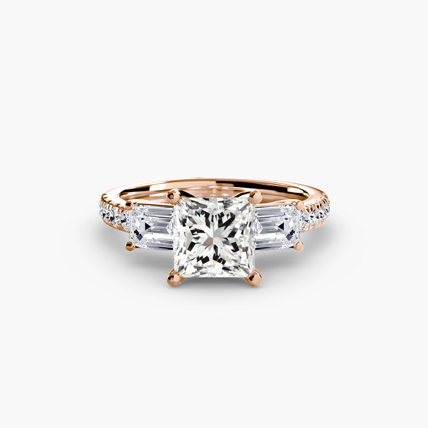 Imperial II Setting Three-Stone Ring with Pavé Band